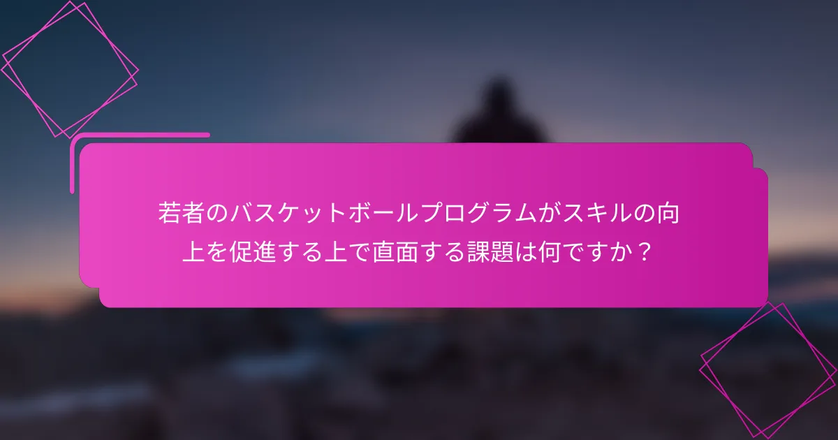 若者のバスケットボールプログラムがスキルの向上を促進する上で直面する課題は何ですか？