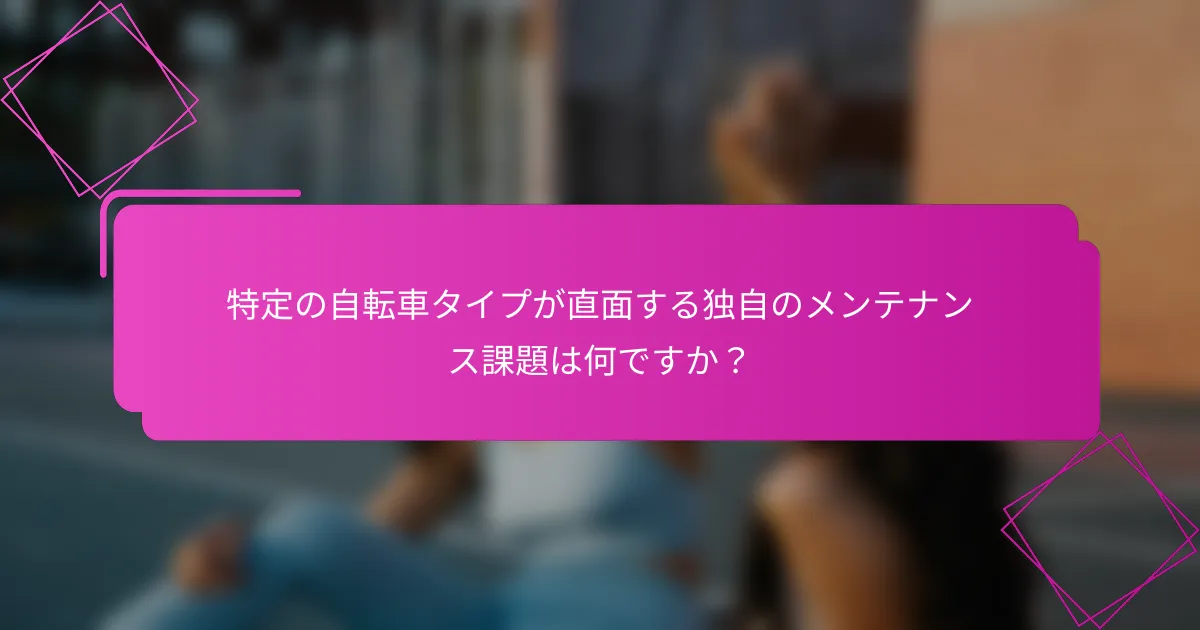 特定の自転車タイプが直面する独自のメンテナンス課題は何ですか？