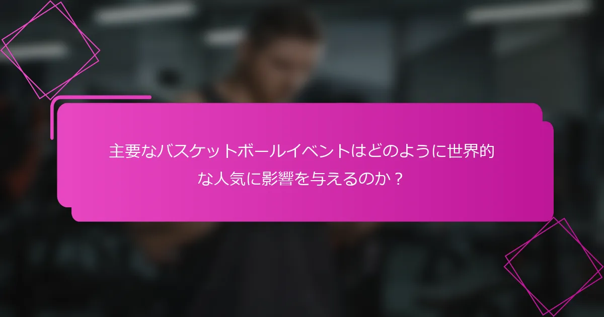 主要なバスケットボールイベントはどのように世界的な人気に影響を与えるのか？